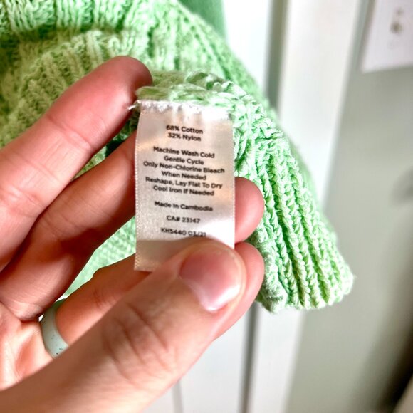 Talbots Pistachio Green Coastal Grandma Sweater Crochet Macrame Crew Neck LP - Picture 4 of 5